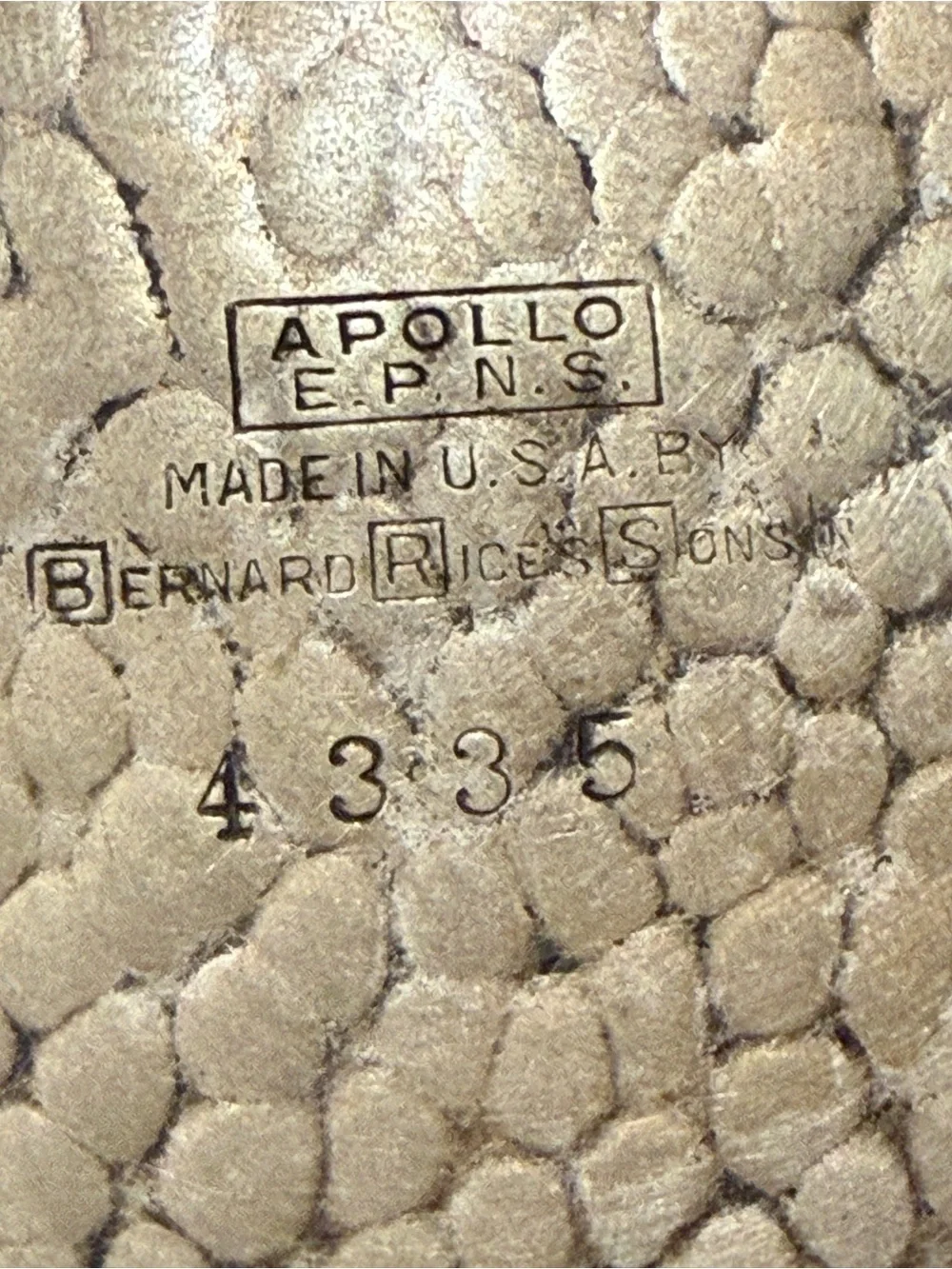 Vintage Apollo EPNS Bernard Rice’s Sons 4335 Hammered Silverplate Tray 9”